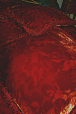 Weihnachten, 2 Kissenhüllen mit Füllung,dunkelroter Samt mit Engelmotiv,40x40 cm