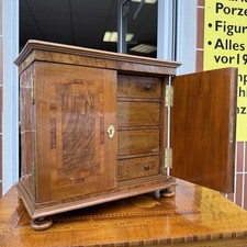 Kabinett Schrank Barock 19 Jht mit Intarsien Nussbaum kleiner Kabinettschrank