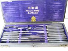 chirurgisches Besteck  in Box um 1890 25 tlg mit Knochensäge (1)