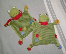 2 x Frosch Schmusetuch Sigikid Punkte grün rot Kuscheltuch Halstuch gestreift 