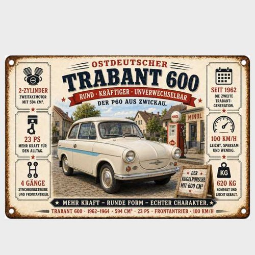 Blechschild trabant 600 60 - 600,