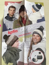 KATIA Häkelanleitung Cap Basic + Junior  2 Plakate Mütze häkeln in 6 Sprachen 