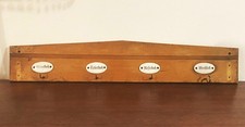 Alter Antiker Handtuchhalter Hakenleiste Regal Holz 4 alte Porzellanschilder