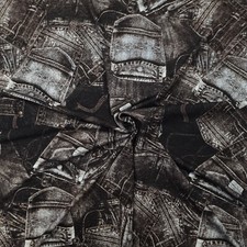 Jersey Stoff Viskosejersey mit Jeanshosen Muster, Kleiderstoff, Viskose Denim