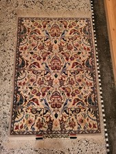 Handgeknüpfter Teppich Isfahan Seide Perser 110 x 73 cm Läufer