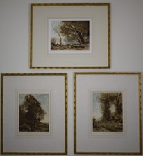 Trio originaler Mezzotint vom