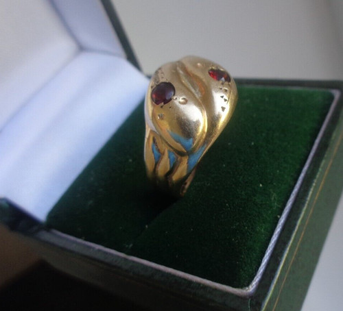 Gold granat schlange ring - granat,