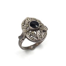 925 Silber Ring Onyx Markasit