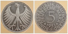 BRD 5 Deutsche Mark 1951 D