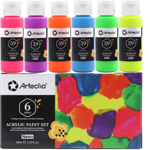 Neon farbe leuchten 6x59 ml - neon,