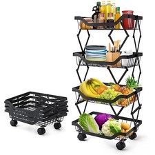 4 Ebenen Allzweckwagen Wagen Mobil Küche Organizer Regal mit abschließbaren Rollen