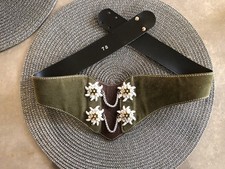 Trachten-Gürtel Leder, 74-81 cm TW, Olivgrün, Trachtenrock, Wiesn, Oktoberfest