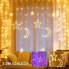 3M LED Lichterkette Stern Mond Lichtervorhang Weihnachten Beleuchtung mit Timer