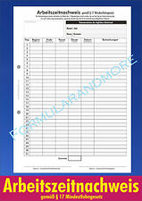 Arbeitszeitnachweis DIN A4 NEU, Block á 50 Blatt, Stundennachweis Rapport