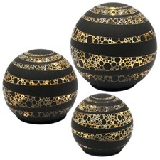 GLAS DEKO-KUGEL schwarz gold LED Timer Dekoration schlicht elegant modern edel