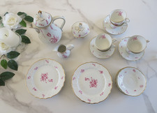 Hutschenreuther Kaffeeservice Porzellan  Dresden Purpur mit Goldrand 6 Personen