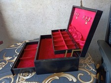 Schmuckschatulle Mit Fächer Und Schublade, Vintage Schmuckkasten 