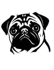 2X Pug Dogs Car Decal Sticker