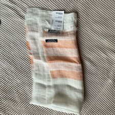 Leinenschal, weiss mit orangen