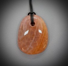 Großer FEUERACHAT Edelstein -Anhänger AMULETT TROMMELSTEIN-gebohrt+Lederband #R8