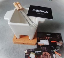 Boska Tapas Fondue for two, weiß, Eichenholz Käsefondue Schokofondue Steingut