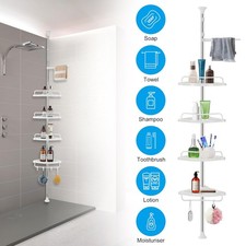 Edelstahl Teleskop Duschregal Bad Eckregal Höhenverstellbar Badregal Duschablage