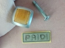 Set PAIDI 1 Edelstahl Buche KNAUF Möbelknopf MÖBELGRIFFE massiv + LOGO RETRO #10