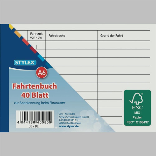 Stylex fahrtenbuch blatt - stylex, 40