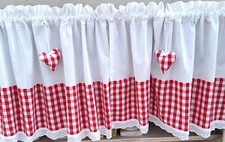 Scheibengardine Karo Landhaus Shabby Vintage Rot weiß Bistro Vorhang Vichy