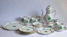 22 tlg. Kaffee-Service Herend Apponyi Porzellan grün für 6 Personen