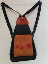 Damen Rucksack, Schultertasche,  Echt Leder, Elefant 