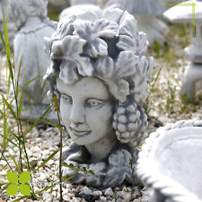 Blumentopf Pflanzkübel Steinfigur Steinguss Figur Gartendeko Frauenkopf H-35cm