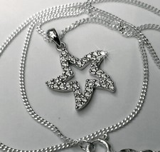 925 ECHT SILBER RHODINIERT *** Zirkonia Anhänger Stern Seestern 20 mm, Kette