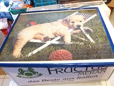 Puzzle Hundebild im Bilderrahmen Kunststoff blau 51 x 41 cm