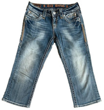 Damen Rock Revival Capri Jeans Chino Hose Johanna 3/4 Hose in Blau Gr. W 25