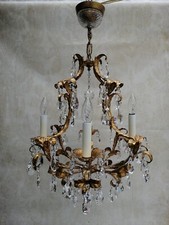Palwa Deckenleuchte Chandelier Kronleuchter Florentiner Blätter Bleikristall