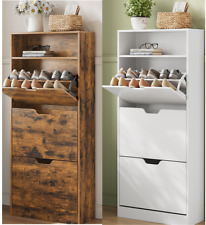 VASAGLE Schuhschrank 3 Klappen Schuhkipper 139cm Schuhregal für 18 Paar Schuhe