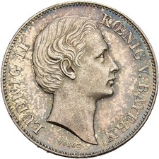 Künker: Bayern, Ludwig II., 1/2 Gulden 1870, Silber, Erhaltung, PE!