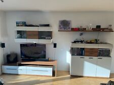 Wohnwand Anbauwand Schrankwand Light Line 2 weiß matt lackiert und Kanada Eiche