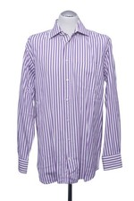 SØR SÖR Herren Hemd Oberhemd KW41 L lila weiß gestreift Langarm Haifisch ÄL 65cm