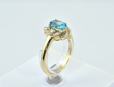 Ring Topas Diamant 585/000 14 K Gelbgold, 4 Diamanten zus. 0,03 ct