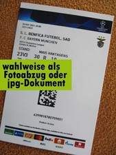 2021/22 --- Benfica Lissabon - Bayern München -- Champions League Ticket / Foto