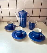 Porzellan WYK  Mokka Service Kobalt Blau Barbara Bogdaniuk Kanne Tasse Teller