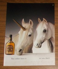 Seltene Werbung CHIVAS REGAL Whisky You either have it or you don't Einhorn 1997