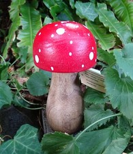 Deko-Pilz-Holz"Fliegenpilz"rot Holz 12cm Herbst kl+gr Punkte Handarbeit Landhaus