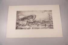 Radierung Horst Miesler Berlin Kongresshalle um 1970