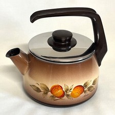 Teekessel Wasserkessel Wasserkocher MADEIRA Emaile braun/orange 70er/80er