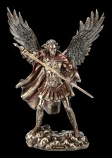 Fantasy Erzengel Michael Figur zieht Schwert | Dekofigur Statue Skulptur H 29 cm