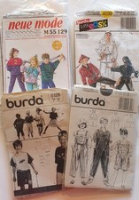 4 Stück Retro Schnittmuster Kinder 90er, Burda, Neue Mode