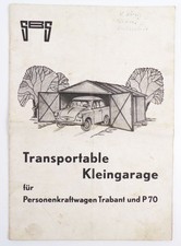 Prospekt Transportable Kleingarage für Personenkraftwagen Trabant und P70 